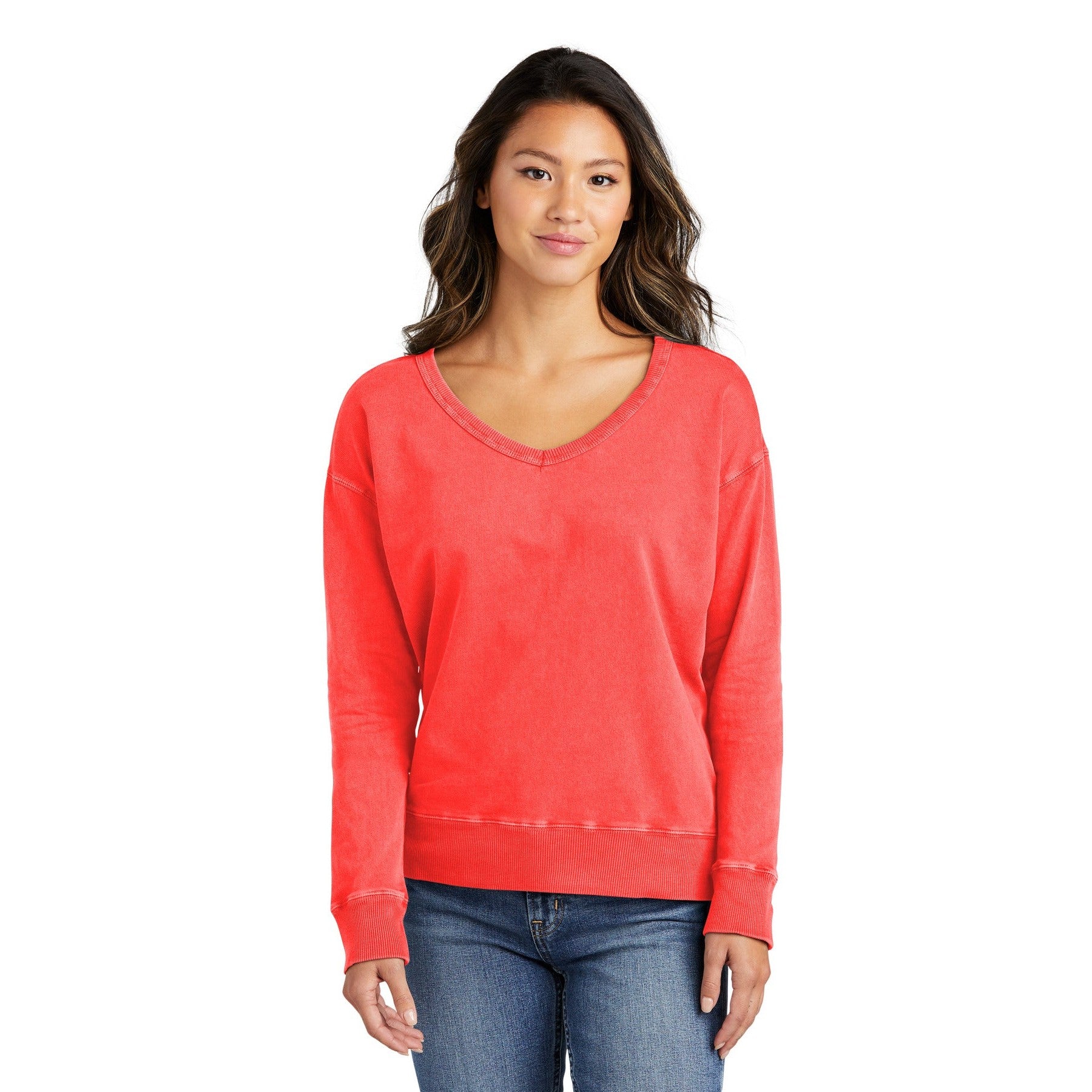 Port & Company-Port & Company® Women's Beach Wash® Garment-Dyed V-Neck Sweatshirt LPC098V-MedTech-4